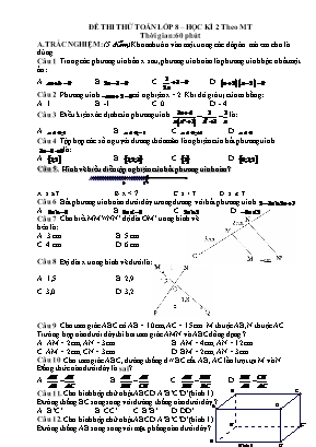 Đề thi thử học kỳ II môn Toán Lớp 8 (Theo ma trận)